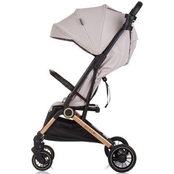 Carucior pentru copii Chipolino Pixie tiramisu cu spatar reglabil, suspensii, sistem tip troller, suport reglabil pentru piciore