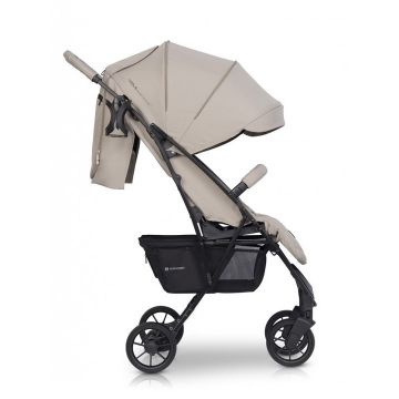 Carucior pentru copii Euro-Cart Volt Pro, omologat pana la 22 kg, Fossil Black Edition, ultracompact, pliabil cu o singura mana, spatar reglabil in 3 pozitii, roti cu suspensie