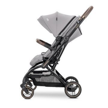 Carucior pentru copii Lorelli Makaya Grey, cu scaun rotativ 360 grade, cadru din aluminiu, suspensii, greutate suportata 22 kg