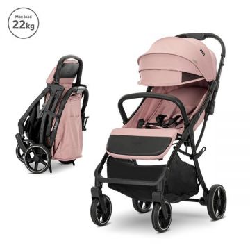 Carucior pentru copii Lorelli Minori Pink, sistem pliere cu o singura mana, spatar reglabil, greutate admisa 22 kg, suspensii, suport pahar, husa textila UV 50+