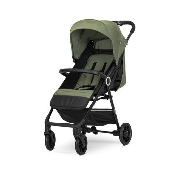 Carucior pentru copii Lorelli Noir Green, sistem de pliere cu o singura mana, suspensii, suport pentru picioare reglabil, greutate suportata 22 kg