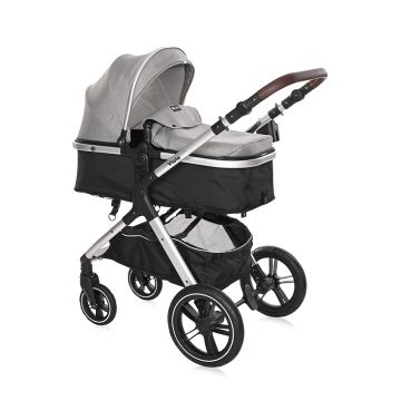 Carucior pentru copii Lorelli Viola Opaline Grey transformabil, cu suspensii, cadru din aluminiu, parte sport reversibila, bara frontala detasabila, multiple accesorii, greutate admisa 22 kg
