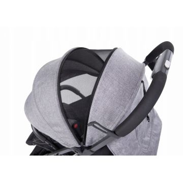 Carucior pentru copii Maawo Puer Light Grey, compact, cu cadrul din aluminiu, roti pivotante din spuma Eva, sistem de franare, greutate redusa 7,9 kg, pozitie somn , cos de accesorii, sarcina maxima 15 kg