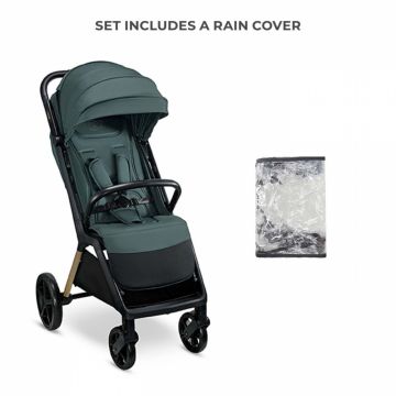 Carucior pentru copii Sport Kinderkraft Loom Jade Green, 0-22 kg, spatar reglabil, pliere automata, suport pentru picioare reglabil, bara detasabila