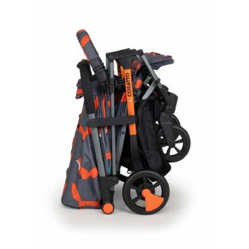 Carucior pentru gemeni Cosatto Woosh Double Charcoal Mr.Fox 0-22 kg cu husa de ploaie
