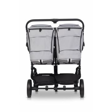 Carucior pentru gemeni EasyGo Echo, ultrapliabil, cu suspensii, spatar si suport picioare reglabile, usor si manevrabil, omologat EN1888, accesorii incluse, Cloud Gray