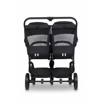 Carucior pentru gemeni EasyGo Echo, ultrapliabil, cu suspensii, spatar si suport picioare reglabile, usor si manevrabil, omologat EN1888, accesorii incluse, Ebony Black