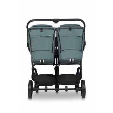 Carucior pentru gemeni EasyGo Echo, ultrapliabil, cu suspensii, spatar si suport picioare reglabile, usor si manevrabil, omologat EN1888, accesorii incluse, Sage Green