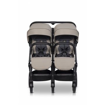 Carucior pentru gemeni EasyGo Echo, ultrapliabil, cu suspensii, spatar si suport picioare reglabile, usor si manevrabil, omologat EN1888, accesorii incluse, Savana Beige