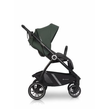 Carucior pentru nou nascut Euro-Cart Crox, cu cadrul de aluminiu, pliere compacta, scaun reversibil, cu 3 nivele de ajustare a spatarului, capotina si husa de picioruse, roti cu suspensii, pana la 22 kg, Jungle