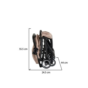 Carucior sport Cangaroo Airwalk Crepe Beige compatibil cabina avion,pliere automata ultracompacta,copertina XXL protectie UVUPF 50+ si ventilatie,suspensii,spatar reglabil cu pozitie de somn,centura de siguranta,suport pahar