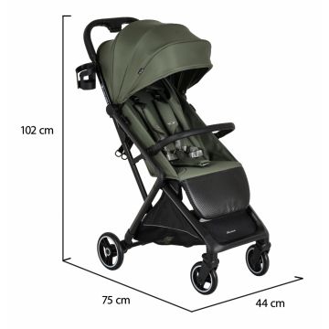 Carucior sport Cangaroo Airwalk Deep Green compatibil cabina avion,pliere automata ultracompacta,copertina XXL protectie UVUPF 50+ si ventilatie,suspensii,spatar reglabil cu pozitie de somn,centura de siguranta,suport pahar