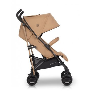 Carucior sport Euro Cart Ezzo cu pliere tip umbrela pozitie de somn si parasolar XXL Camel, spatar reglabil in 3 pozitii, dotat cu husa de picioare, roti cu suspensii