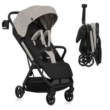 Carucior sport, Lionelo, Julie Air, Greutate redusa - 7.5 kg, Sustine 22 kg, 6 luni+, Capotina impermeabila, Protectie SPF 50+, Include suport sticla, Pliere compacta pentru calatorii, Conform cu EN1888-1 si EN1888-2, Bej, Resigilat