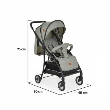Carucior sport pentru copii Cangaroo London Green cadru din aluminiu,spatar reglabil,pozitie de somn,centura de siguranta,suport picioare reglabil,capotina XXL cu fereastra plasa,roti pivotante,frana,maner parinte din PU