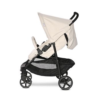 Carucior sport pentru copii Lorelli Rome Beige Warm 6 luni-3 ani cu spatar reglabil, bara frontala detasabila, suport picioare reglabil, greutate admisa 15 kg