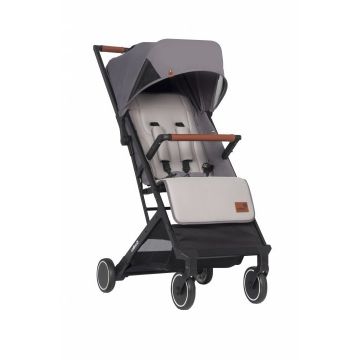 Carucior sport pliabil cu o singura mana Dual Fold, Cadru din aluminiu ultra usor 6,3 kg, spatar reglabil in pozitie somn, cu husa de picioruse si pelerina de ploaie incluse, Colibro Novel Dove