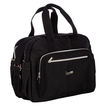 Geanta pentru scutece, FreeON, Style, Impermbeabila, Cu multiple buzunare, Dimensiune compacta, 39x32x18 cm, Black