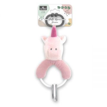 Jucarie de plus Unicorn Roz 20 cm cu forme geometrice zornaitoare 0 luni+