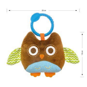 Jucarie din plus pentru agatat, cu clopotel Happy Owl Brown