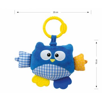 Jucarie din plus pentru agatat, fosnaie si vibreaza Cutie Owl Blue