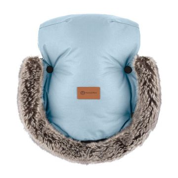 Manusi calduroase pentru carucior, Petite&Mars, Furry, Cu blanita detasabila, Pentru vremea rece, Potrivite pentru orice carucior, Impermeabile, Inchidere prin capse, Sky Whisper