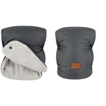 Manusi calduroase pentru carucior, Petite&Mars, Jasie, Pentru vremea rece, Potrivite pentru orice carucior, Impermeabile, Inchidere prin capse, Gri