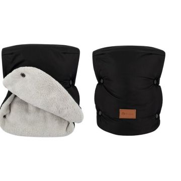 Manusi calduroase pentru carucior, Petite&Mars, Jasie, Pentru vremea rece, Potrivite pentru orice carucior, Impermeabile, Inchidere prin capse, Negru