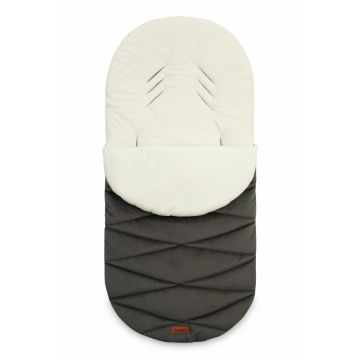 Saculet de iarna Sensillo Riviera Graphite 95x45 cm, compatibil caruciorlandousanie, material matlasat elegant din catifea, orificii pentru centuri siguranta, acces cu fermoar