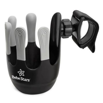 Suport pentru carucior, Bebe Stars, Universal, Pentru biberon/pahar, Rotire 360 grade, Din materiale ecologice, Black