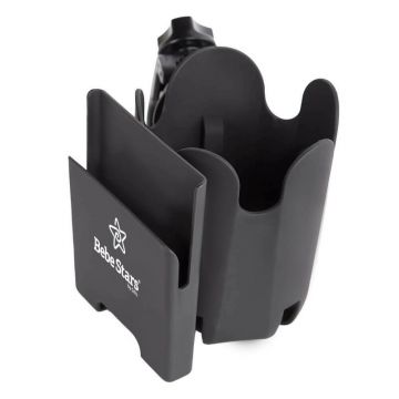 Suport pentru carucior, Bebe Stars, Universal, Pentru biberon/pahar si carcasa smartphone, Rotire 360 grade, Din materiale ecologice, Black