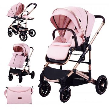 Carucior 2 in 1 transformabil, reversibil, pliabil, F3 Luxury Pink