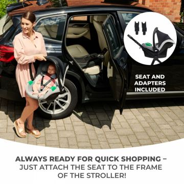 Carucior pentru copii Kinderkraft Newly Light Grey, 3 in 1, transformabil, cadru din aluminiu, spatar reglabil, maner ajustabil