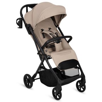 Carucior sport, Lionelo, Tansi, Pliere automata, Ultracompact, Manevrare cu o mana, Roti cu tehnologie GravelTech, Spatar si suport picioare reglabile, 6-48 luni, Sustine 22 kg, Bej