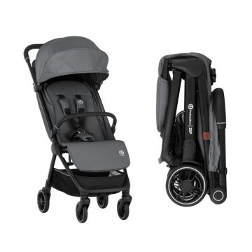 Carucior sport, Petite&Mars, Zip, Pliere automata cu o mana, Potrivit pentru avion, De la nastere, Pana la 22 Kg, Pozitie de somn, Usor- 7kg, Capacitate cos- 5 kg, Reglare spatar, suport de picioare, Bara detasabila, Antracit