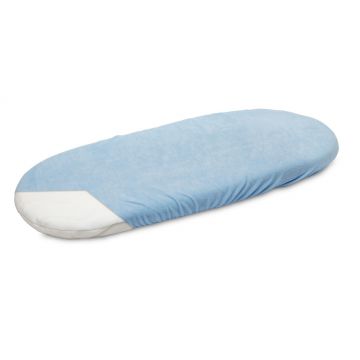 Cearceaf pentru saltea landou copii Sensillo Terry Blue 75x35 cm cu elastic roata,lavabil 40grade,material terry din bumbac