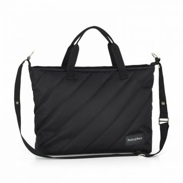 Geanta pentru mamici, Petite&Mars, Mia , Compartimente multiple, Buzunare interioare si exterioare- inclusiv termice, Curea de umar, Sistem de prindere pe carucior, 38 x 27 x 14 cm, Negru