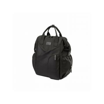 Rucsac pentru mamici, BabyOno, Modern Style, Multifunctional, 12 compartimente organizare, Buzunar pentru biberon, Sistem prindere carucior, Saltea de infasat inclusa, Material impermeabil, 40 x 27 x 19 cm, Negru