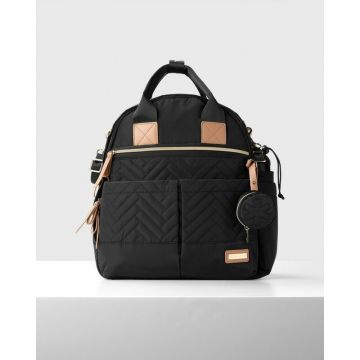 Rucsac pentru mamici, Skip Hop, 9 compartimente, 5 accesorii incluse, Salteluta infasat, Husa biberon, Curele carucior, 33 × 15 × 38 cm, Negru