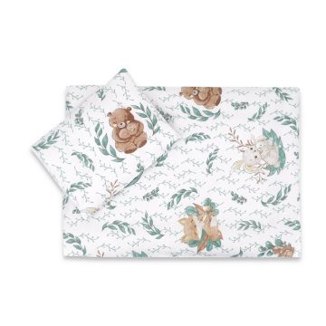 Set pentru carucior, MimiNu, Cu pernuta si paturica, Cu huse detasabile si lavabile, Din bumbac certificat Oeko Tex Standard 100, Lulu Natural