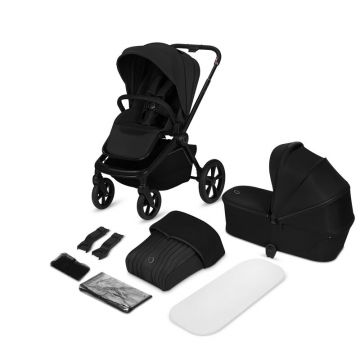 Carucior 2 in 1, Lionelo, Freya, Landou si salteluta ventilate, Pliabil, Reglare spatar-3 pozitii, Suport de picioare-4 pozitii, Maner reglabil-3 pozitii, Adaptori inclusi compatibili cu Cybex, Maxi-Cosi, Kiddy, Avionaut, Sustine 22 kg, 0luni+, Negru