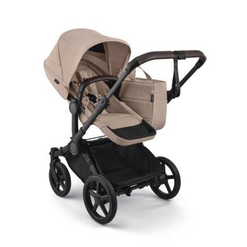 Carucior 2 in 1 pentru copii Bugaboo Donkey 6 Complete Black Desert Taupe, cu suspensii, spatar reglabil, maner ajustabil si pliere compacta