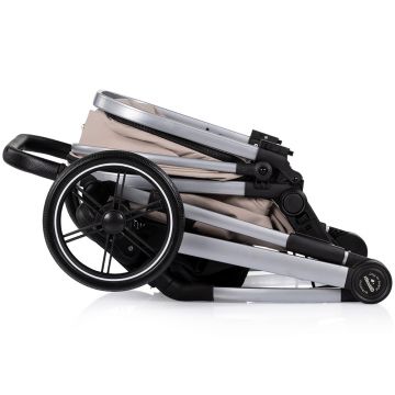 Carucior 2 in 1 pentru copii Chipolino Pearl Latte, transformabil, sezut reversibil, bara detasabila, roti cu suspensii, geanta, greutate admisa 22 kg