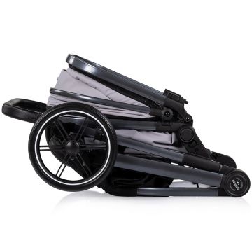 Carucior 2 in 1 pentru copii Chipolino Pearl Platinum, transformabil, sezut reversibil, bara detasabila, roti cu suspensii, geanta, greutate admisa 22 kg