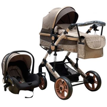 Carucior 3 in 1, landou transformabil in sport si scoica, pliabil, reversibil, 588 Crem