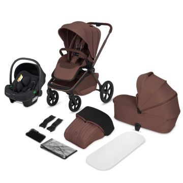 Carucior 3 in 1, Lionelo, Freya, Cu scoica ADAC, Landou si salteluta ventilate, Pliabil, Reglare spatar in 3 pozitii, Suport de picioare in 4 pozitii, Maner reglabil in 3 pozitii, Sustine 22 kg, Cu accesorii, 0 luni+, Maro