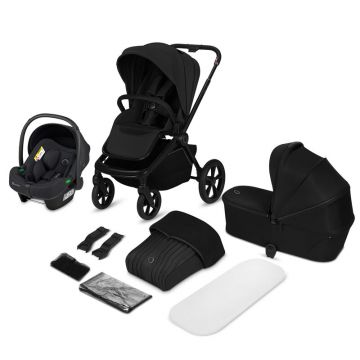 Carucior 3 in 1, Lionelo, Freya, Cu scoica ADAC, Landou si salteluta ventilate, Pliabil, Reglare spatar in 3 pozitii, Suport de picioare in 4 pozitii, Maner reglabil in 3 pozitii, Sustine 22 kg, Cu accesorii, 0 luni+, Negru