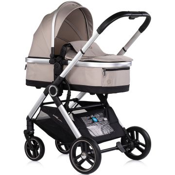 Carucior 3 in 1 pentru copii Chipolino Euphoria Latte cu suspensii, sezut reversibil, accesorii, greutate suportata 22 kg