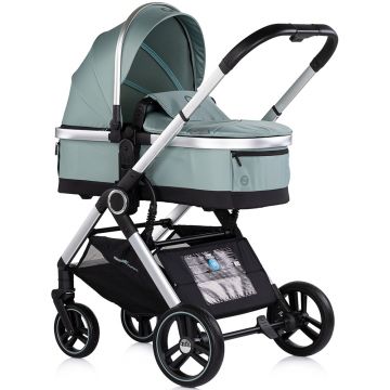 Carucior 3 in 1 pentru copii Chipolino Euphoria Matcha cu suspensii, sezut reversibil, accesorii, greutate suportata 22 kg