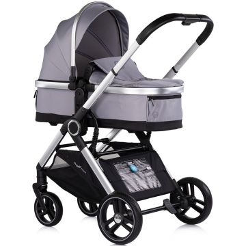 Carucior 3 in 1 pentru copii Chipolino Euphoria Platinum cu suspensii, sezut reversibil, accesorii, greutate suportata 22 kg